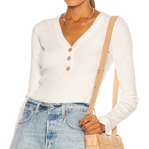 CITIZENS OF HUMANITY Scarlett Rib Henley Top - Picture 1 of 13